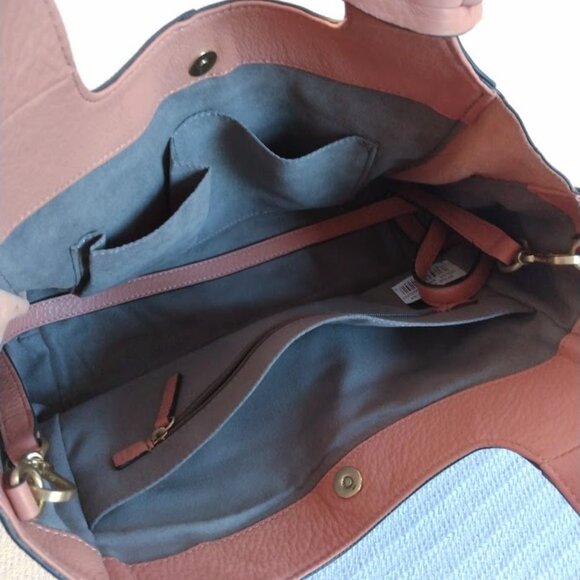 Vince Camuto Cory Hobo Leather Purse Handbag Southwest Style Peach/Coral/Mango - Picture 9 of 11